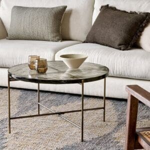 Nkuku Aluva Glass Coffee Table | Tables | Antique Brass