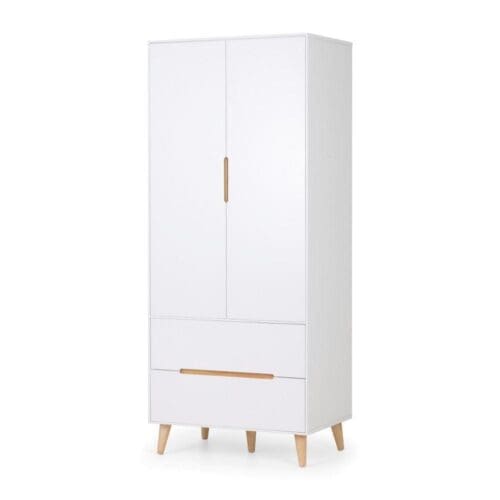 Alicia - 2 Door Combination Wardrobe - White/Oak - Wooden - Happy Beds