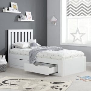 Appleby - Single - 4 Drawer Storage Bed - White - Wood - 3ft - Happy Beds