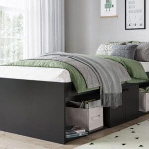 Arctic - Single - Storage Cabin Bed - Black - Wooden - 3ft - Happy Beds