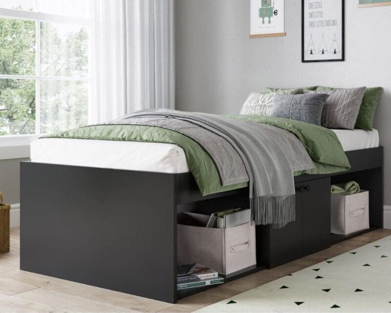 Arctic - Single - Storage Cabin Bed - Black - Wooden - 3ft - Happy Beds