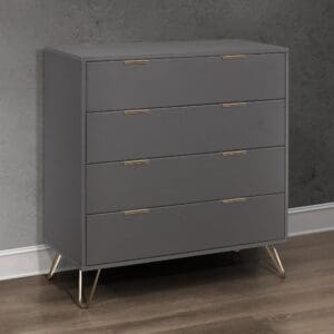 Arlo - 4 Drawer Bedside Chest - Charcoal - Wooden/Metal - Happy Beds