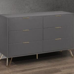 Arlo - 6 Drawer Chest - Charcoal - Wooden/Metal - Happy Beds