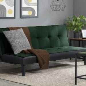 Aurora - 2 Seater Sofa Bed - Green -Velvet - Happy Beds