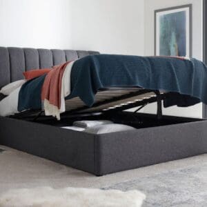 Autumn - Double - Ottoman Storage Bed - Grey - Fabric - 4ft6 - Happy Beds