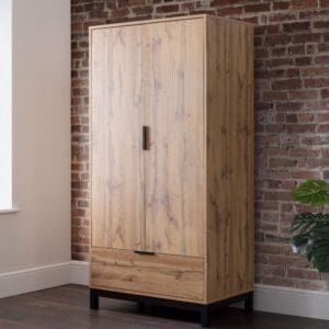 Bali - 1 Drawer Combination Wardrobe - Oak - Wooden - Happy Beds