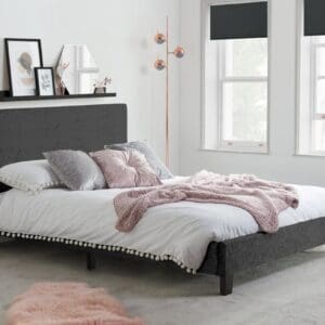 Berlin - Double -Black - Crushed Velvet - Low Foot-End - Double - Happy Beds