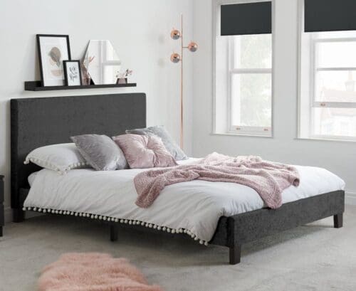 Berlin - Double -Black - Crushed Velvet - Low Foot-End - Double - Happy Beds