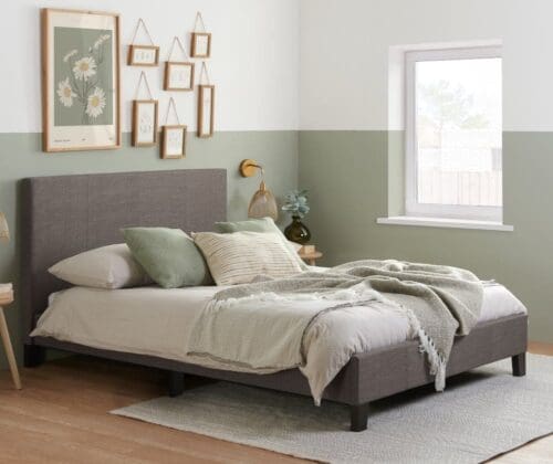 Berlin - Double - Grey Fabric - Contemporary Bed Frame - Double - Happy Beds