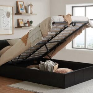 Berlin - Small Double - Brown Leather Ottoman Storage Bed Frame - Small Double -Happy Beds