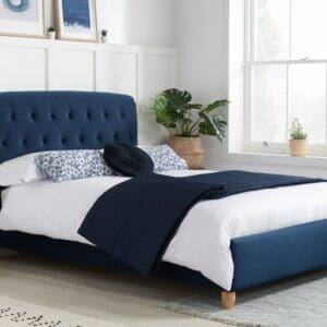 Brompton - King Size - Dark Blue - Fabric - Low Foot-End -5ft - Happy Beds