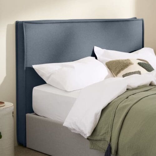 Burle - Double - Fabric Headboard - Blue - 4ft6 - Happy Beds