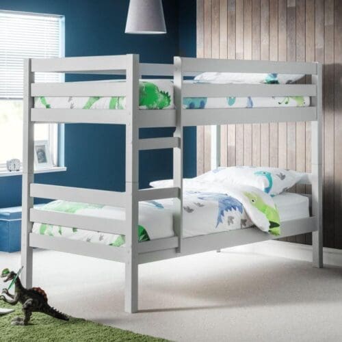 Camden - Single - Kids Bunk Bed - Light Grey - Wood - 3ft - Happy Beds