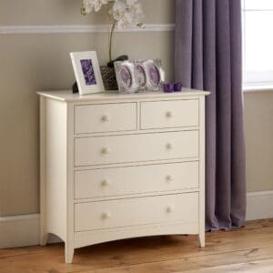 Cameo - 3+2 Drawer Chest - Stone White - Wooden - Happy Beds