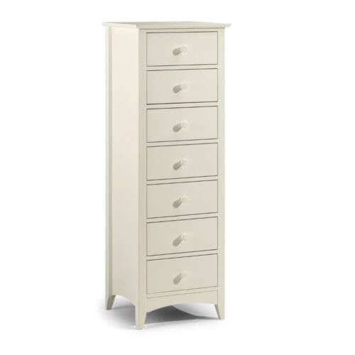 Cameo - 7 Drawer Chest - Stone White - Wooden - Happy Beds