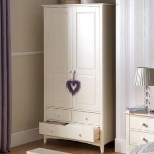 Cameo - Combination Wardrobe - Stone White - Wooden - Happy Beds