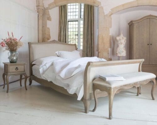 Camille - Double - French Bed - Oak and White - Wooden - High Foot-End - 4ft6 - Willis & Gambier - Happy Beds