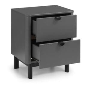 Chloe - 2 Drawer Bedside Table - Grey - Wooden - Happy Beds