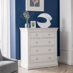 Clermont - 3+2 Drawer Chest - White - Wooden - Happy Beds