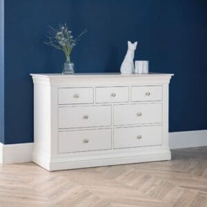 Clermont - 4+3 Drawer Chest - White - Wooden - Happy Beds