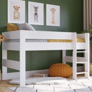 Coast - Single - Kids Mid Sleeper Bed - White Wooden - 3ft - Happy Beds