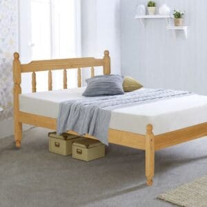 Colonial - Double - Waxed Pine- Wooden - Low Foot-End Bed - 4ft6 - Happy Beds