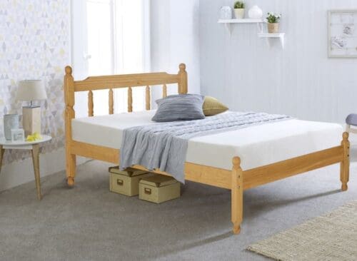 Colonial - Double - Waxed Pine- Wooden - Low Foot-End Bed - 4ft6 - Happy Beds