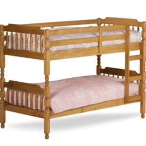 Colonial - Kids Bunk Bed - Waxed Pine - Wooden - Single - 3ft - Happy Beds