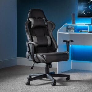 Comet - Adjustable Gaming Chair - Grey - Faux Leather - Happy Beds