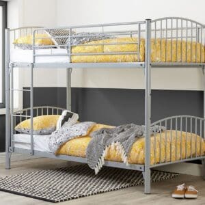 Corfu - Single - Kids Silver Finish Metal Bunk Bed Frame - Single - Happy Beds