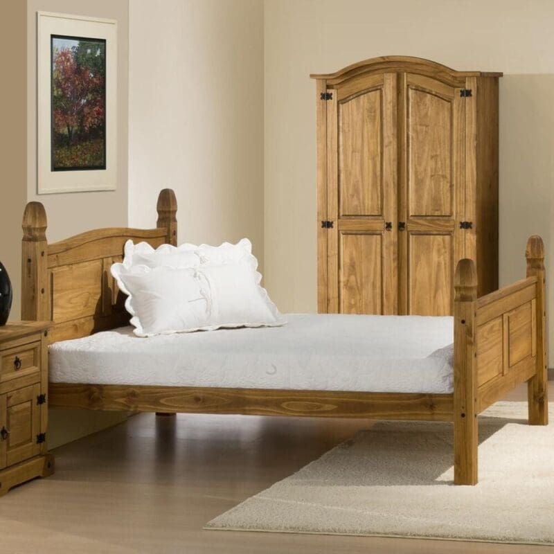 Corona – King Size - High Foot-End Bed – Waxed Pine - Wooden – 5ft – Happy Beds