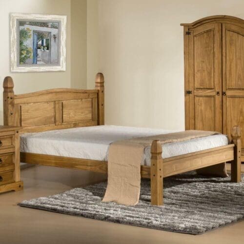 Corona – King Size - Low Foot-End Bed – Waxed Pine - Wooden – 5ft – Happy Beds