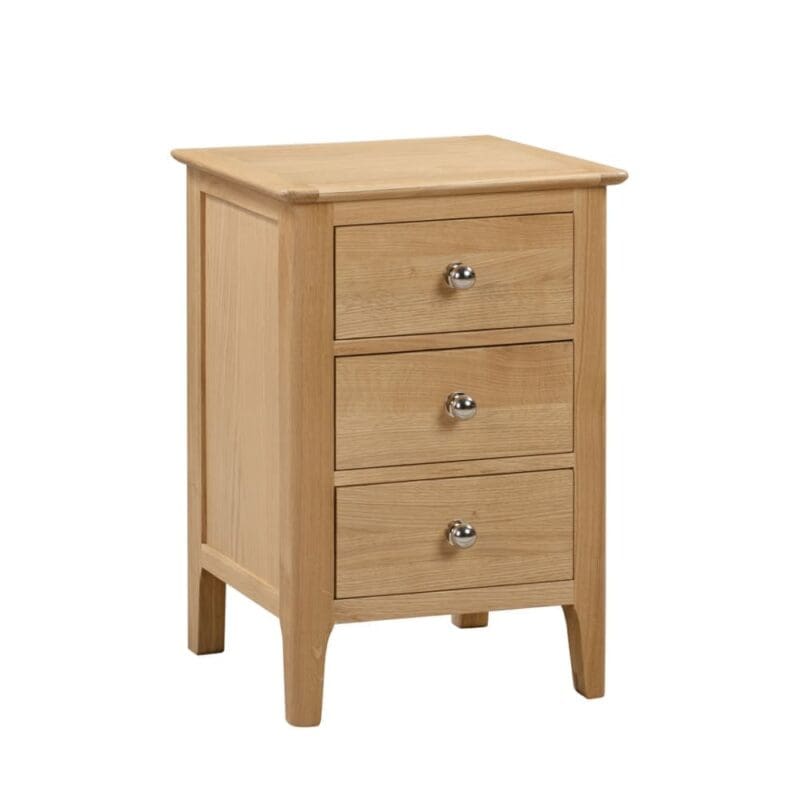 Cotswold - 3 Drawer Bedside Table - Oak - Wooden - Happy Beds