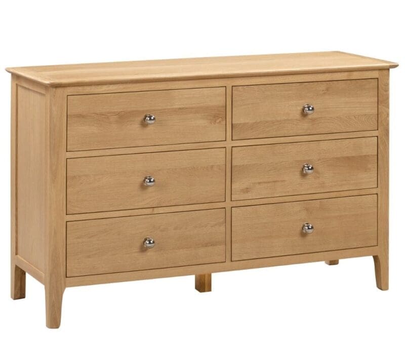 Cotswold - 6 Drawer Chest - Oak - Wooden - Happy Beds