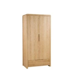 Curve - 2 Door Combination Wardrobe - Oak - Wooden - Happy Beds