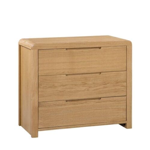 Curve - 3 Drawer Bedside Table - Oak - Wooden - Happy Beds