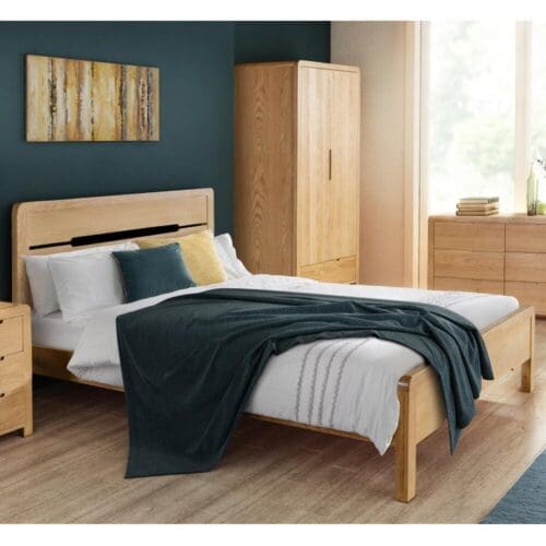 Curve - Double -Oak - Wood - 4ft6 - Happy Beds