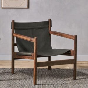 Nkuku Dalibar Leather Lounger | Chairs Stools & Benches | Charcoal