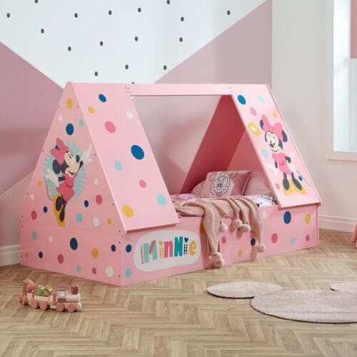 Disney - Minnie Mouse - Single - Kids Tent Bed - Pink - Wooden - 3ft - Happy Beds