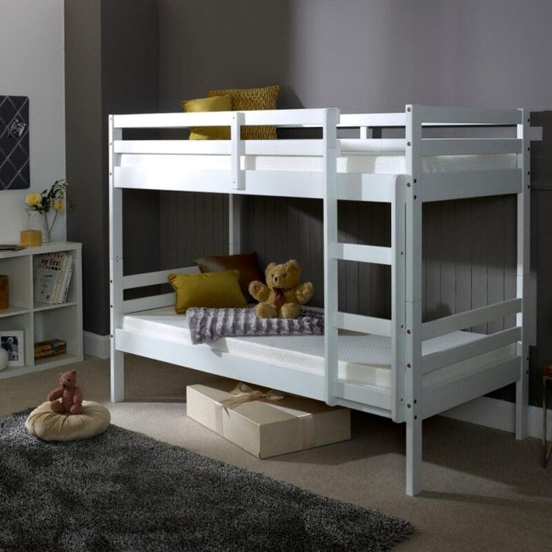 Durham - Small Single - Kids Bunk Bed - White - Wood - 2ft6 - Happy Beds