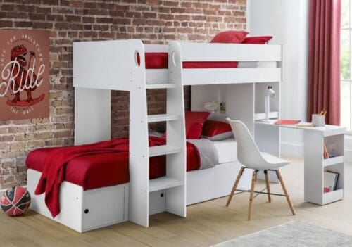 Eclipse - Single - Kids Bunk Bed - Storage - White - Wood - 3ft - Happy Beds