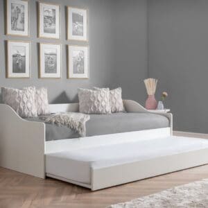 Elba - Single - Day Bed - Guest Bed Trundle - White - Wooden - 3ft - Happy Beds