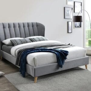 Elm - Small Double - Grey - Velvet - 4ft - Happy Beds