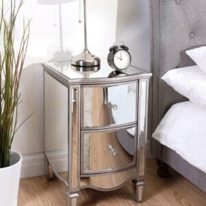 Elysee - Mirrored 2 Drawer Bedside Table - Mirror - Glass - Happy Beds