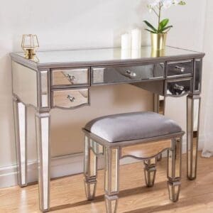 Elysee - Mirrored 4 Drawer Dressing Table - Mirror - Glass - Happy Beds