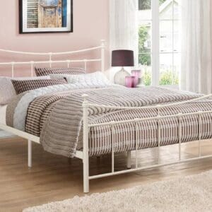 Emily - Single - Metal Bed - Cream White - Metal - 3ft - Happy Beds