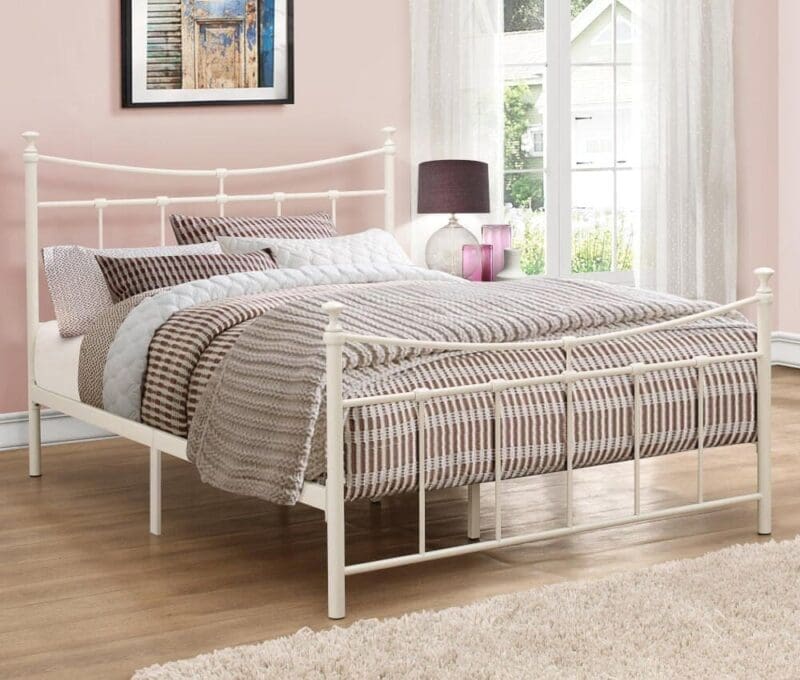 Emily - Single - Metal Bed - Cream White - Metal - 3ft - Happy Beds