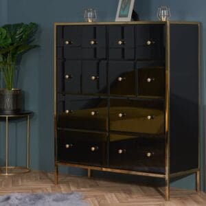 Fenwick - Merchant Chest - Black/Gold - Glass/Metal - Happy Beds