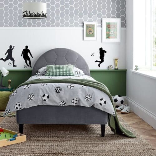 Football - Kids’ Bed - Grey - Velvet - 3ft - Happy Beds