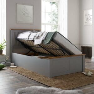 Francis - Single - Ottoman Bed - Grey - Wood - 3ft - Happy Beds